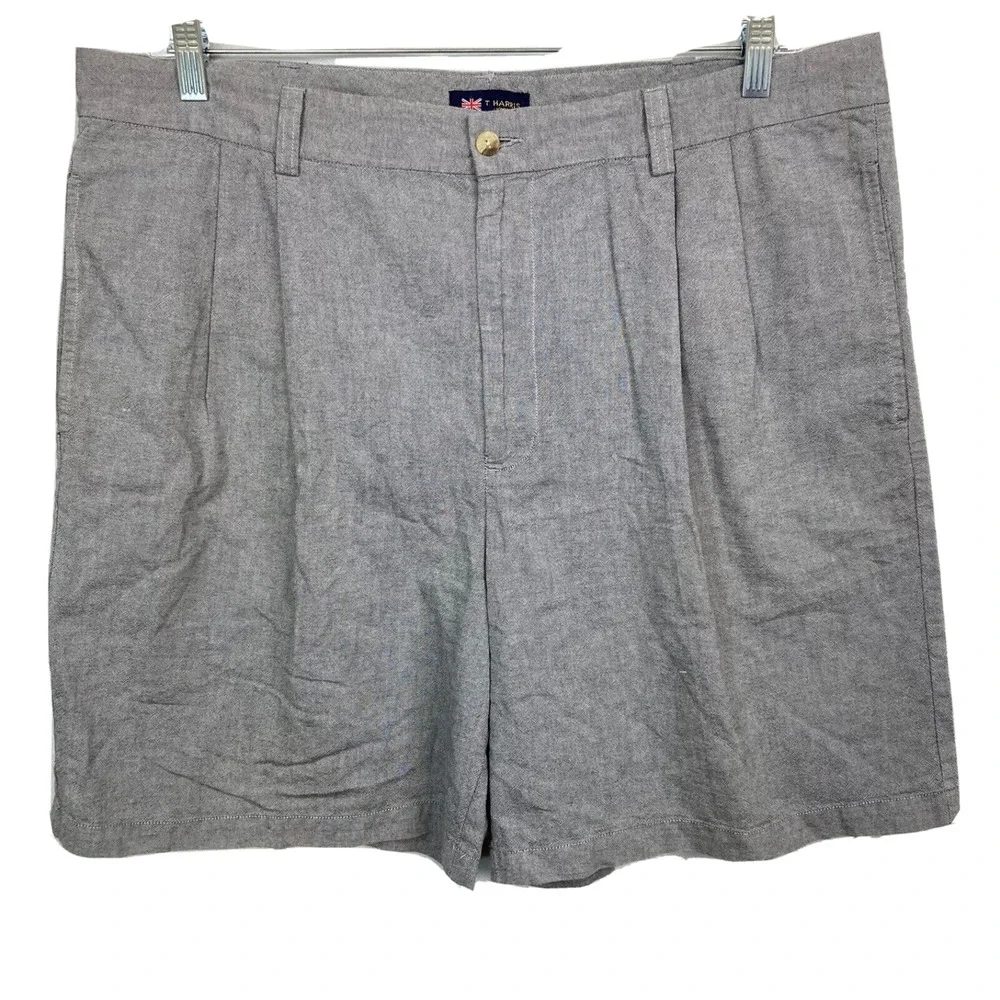 T. Harris London Shorts Mens Sz 40 Gray Casual Cotton Chino Pockets